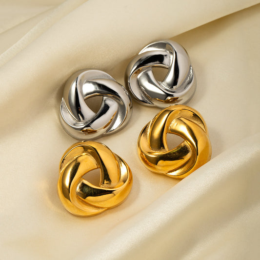 5pcs Titanium Steel 18K Gold Stainless Steel Vintage Braided With Diamond Earrings New Style Earrings For The Year