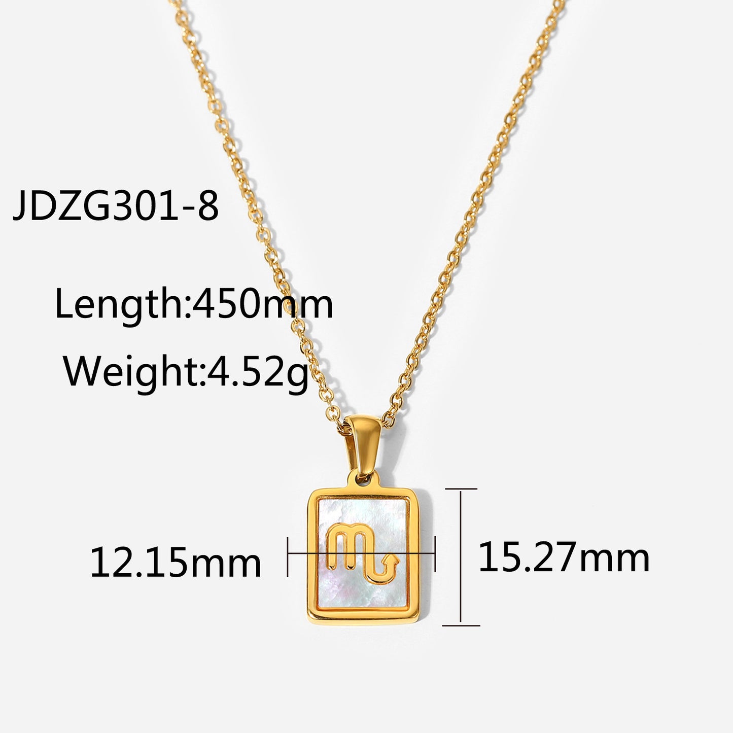 5pcs New Fashion Style 18K Gold-Plated Stainless Steel 12 Constellation Pendant Necklace Women's White Shell Constellation Pendant Collar