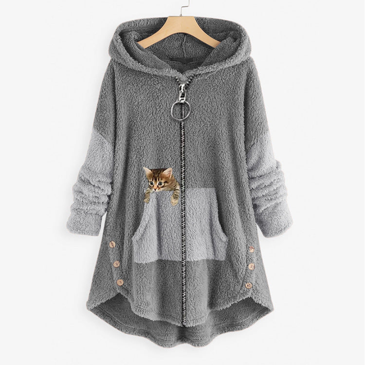 Creative Autumn Harajuku Street Hipster Cashmere Women's Hooded Loose Oversized Hoodie