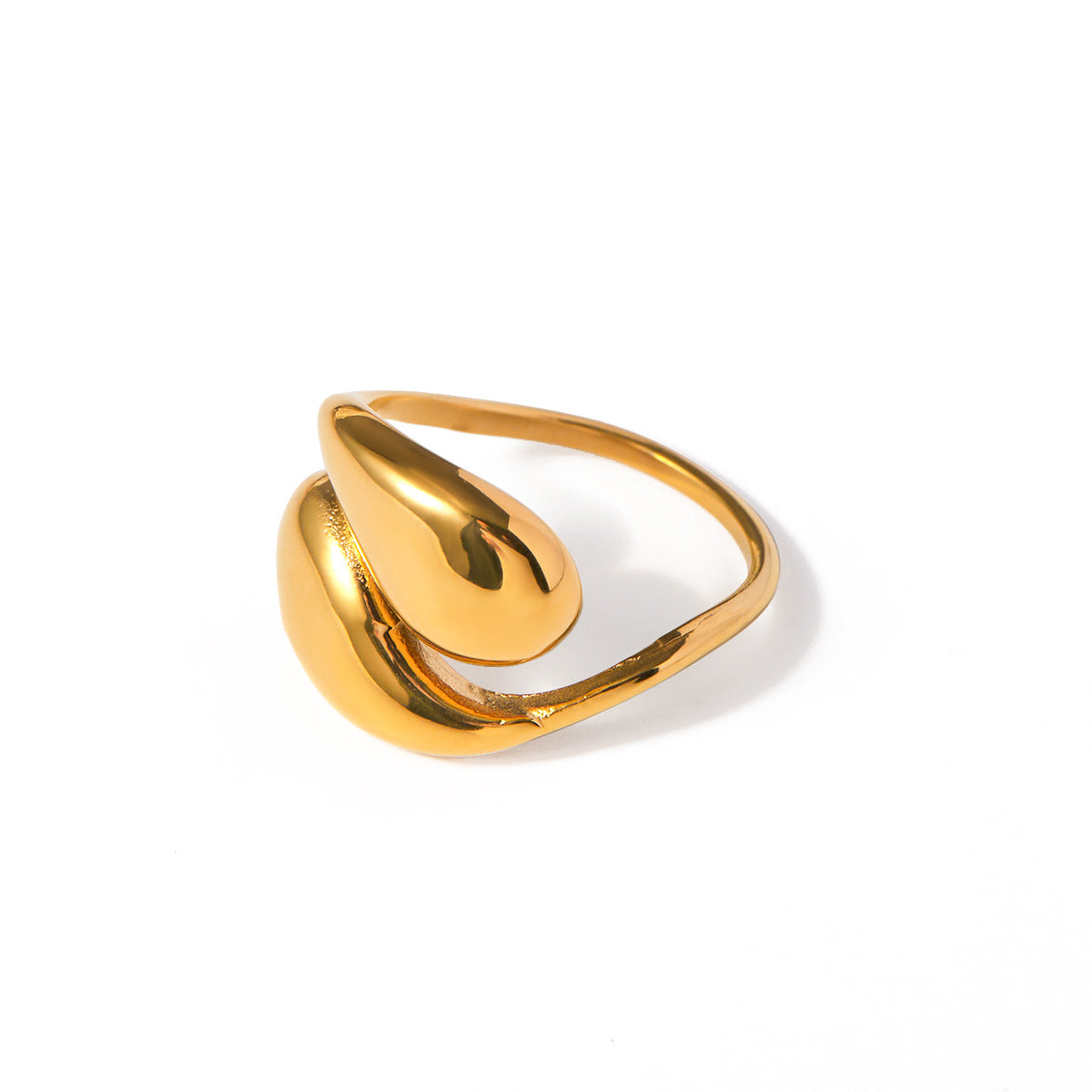 5pcs 18K Gold Stainless Steel Drop Staggered Opening Ring Niche Design Sense Of Advanced Simple Ring