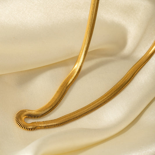 5pcs 5Mm Thick Choker With Soft Round Spring Buckle Buckle Jewelry Stainless Steel Gold Snake Chain Women's Necklace