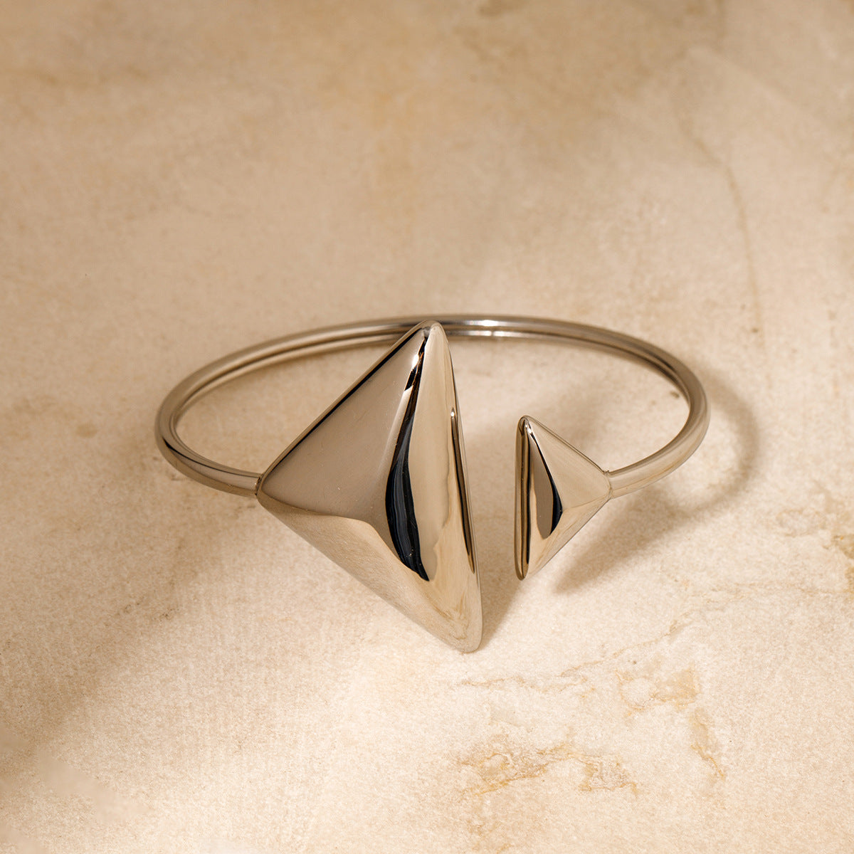 5pcs Stainless Steel Asymmetrical Triangle Spring Bracelet Light Luxury High-Grade High-Grade Temperament Titanium Steel Bracelet