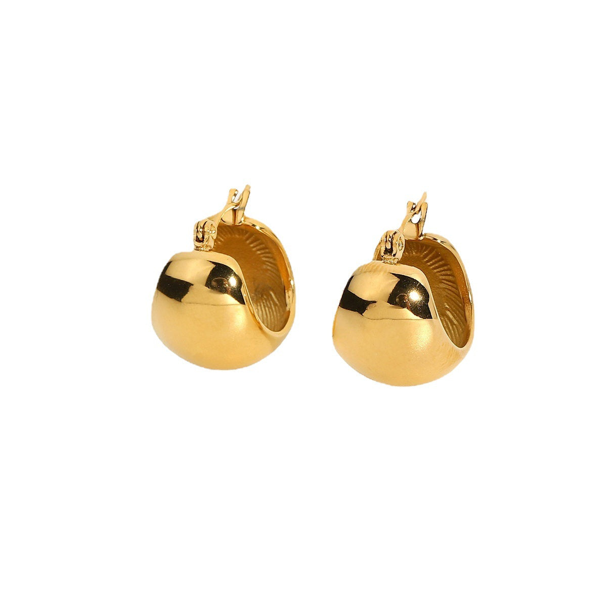 5pcs Cold Earrings Titanium Steel Stereosphere 18K Gold Plated 316L Stainless Steel Earrings For Women