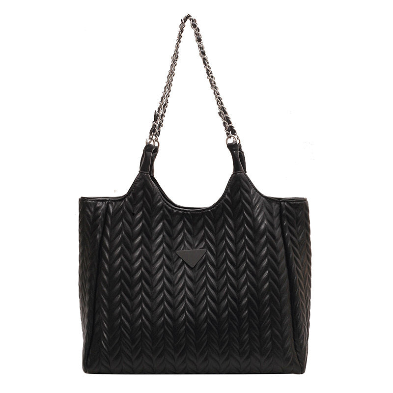 Large Capacity Bag Female New Pleated All-Lap Chain Shoulder Bag Senior Sense College Commuter Tote Bag