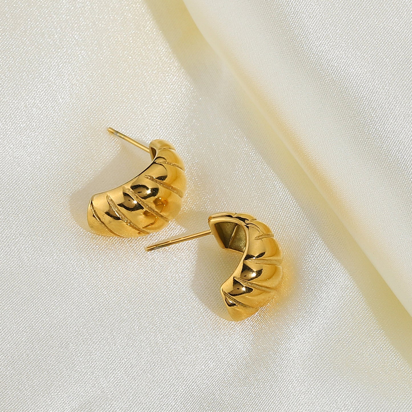 5pcs Large Titanium Steel Croissant Earrings Personalized Individually Packaged Bee Shaped Stainless Steel Earrings For Women