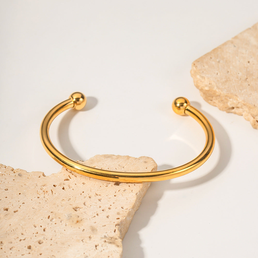 5pcs Design 18K Gold Stainless Steel Classic Ball Opening Bracelet Jewelry