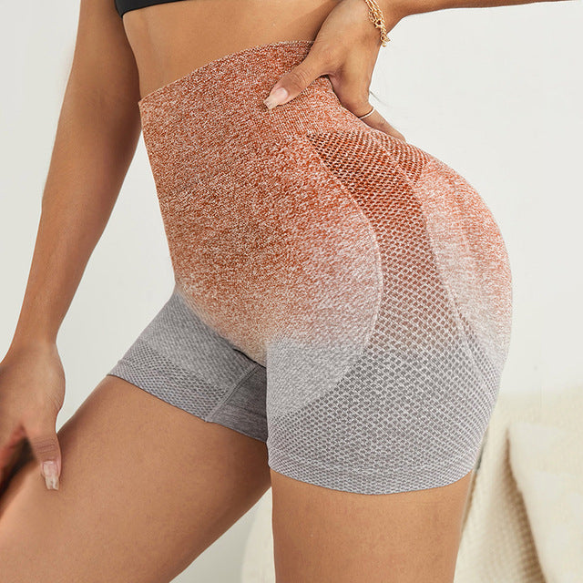 Gradual Seamless Shorts Women's Breathable Sweat Proof Peach Hip Tight Height Waist Stretch Yoga Fitness Pants