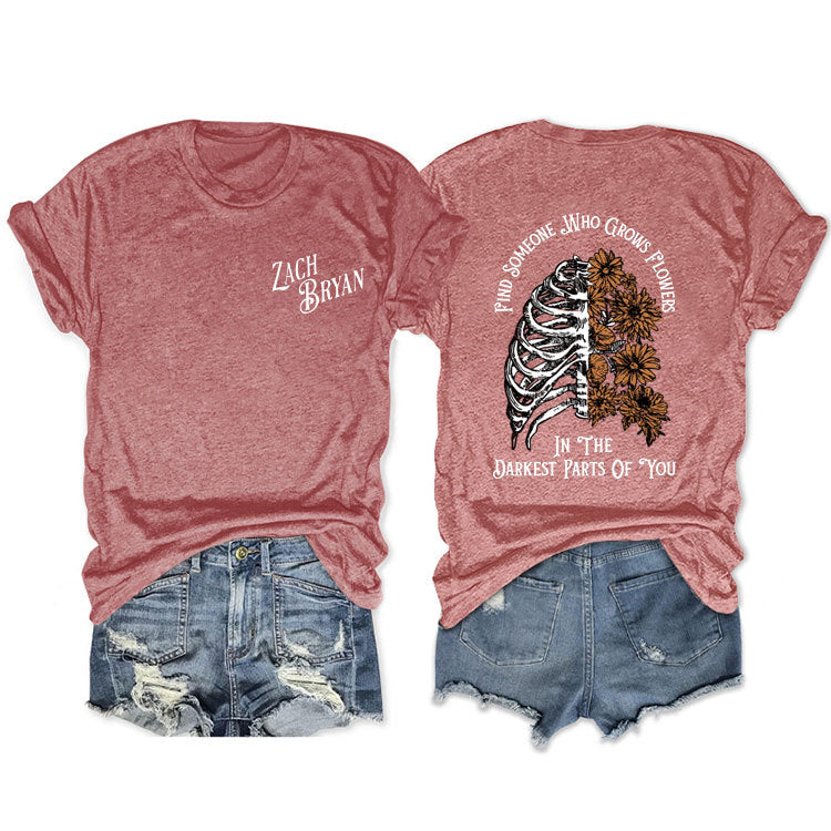 Fashion Casual Find Someone Who Grows Fun Crew Neck Summer Short Sleeves
