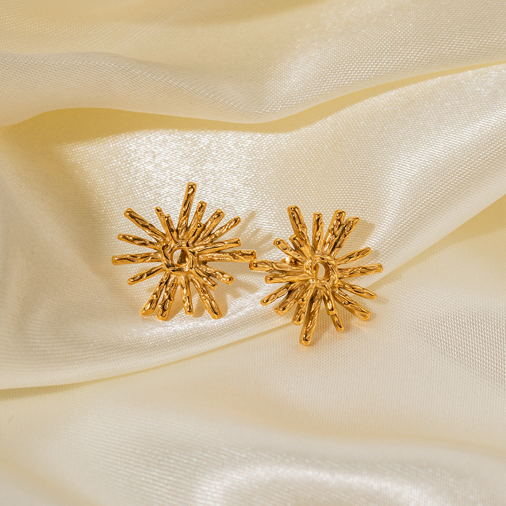 5pcs Accessories 18K Gold Stainless Steel Radial Earrings Temperament Fashion Earrings