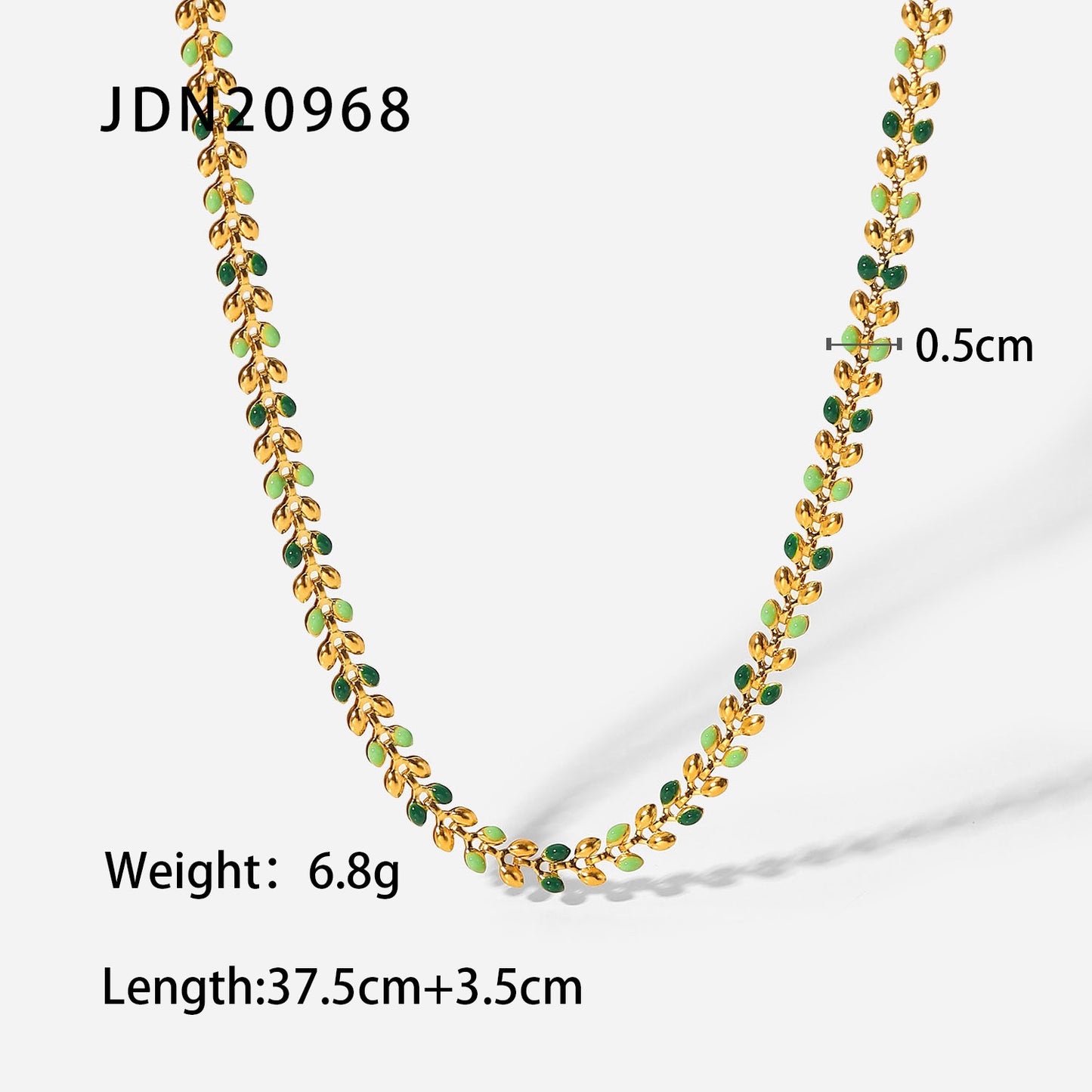5pcs Fashion Style Necklace 18K Gold Green Dripping Olive Leaf Necklace Women's Personality Accessories