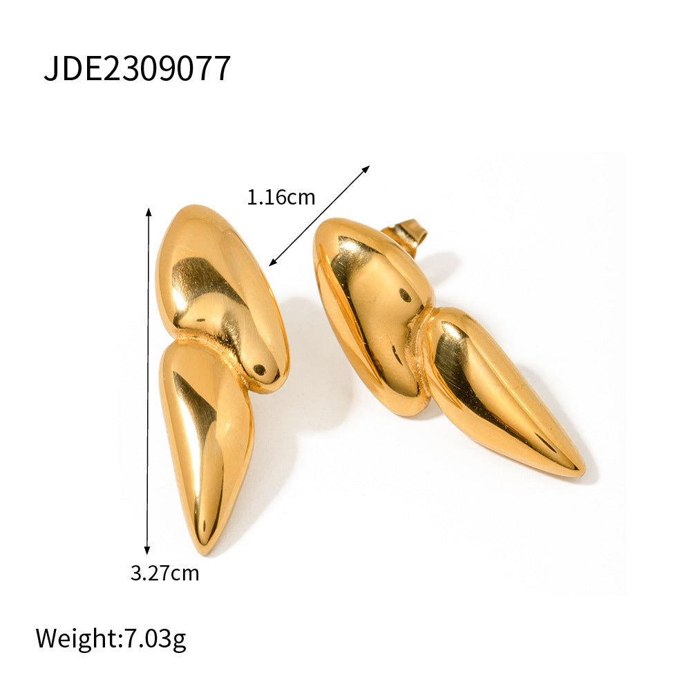 5pcs Stylish 18K Gold Stainless Steel Earrings Turnip Dined Earrings Buckle Earrings Studs