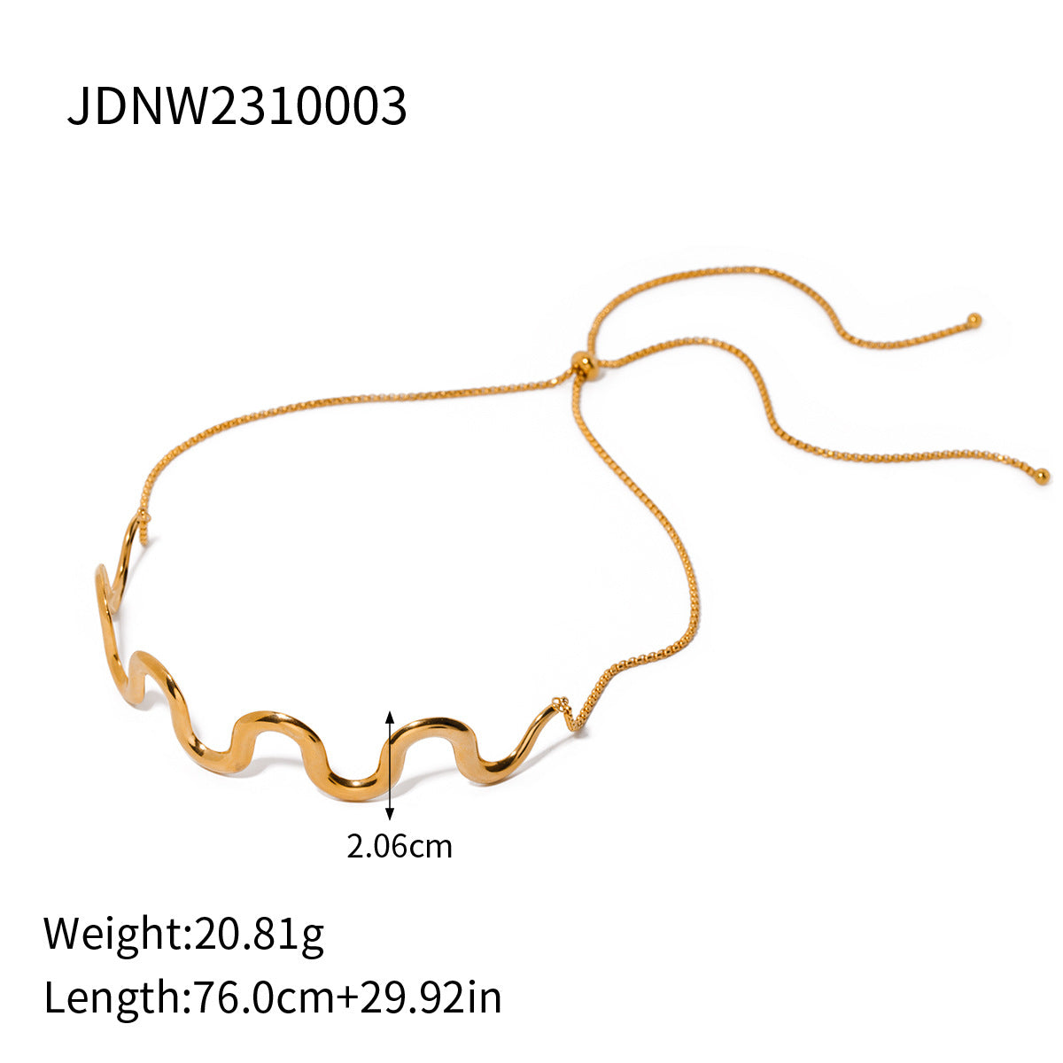 5pcs Hot 18K Gold Stainless Steel Wave Pull Type Necklace Cold Choker Women