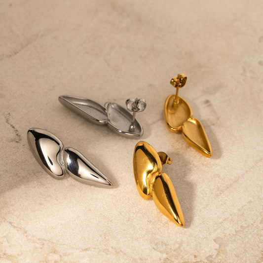 5pcs Stylish 18K Gold Stainless Steel Earrings Turnip Dined Earrings Buckle Earrings Studs