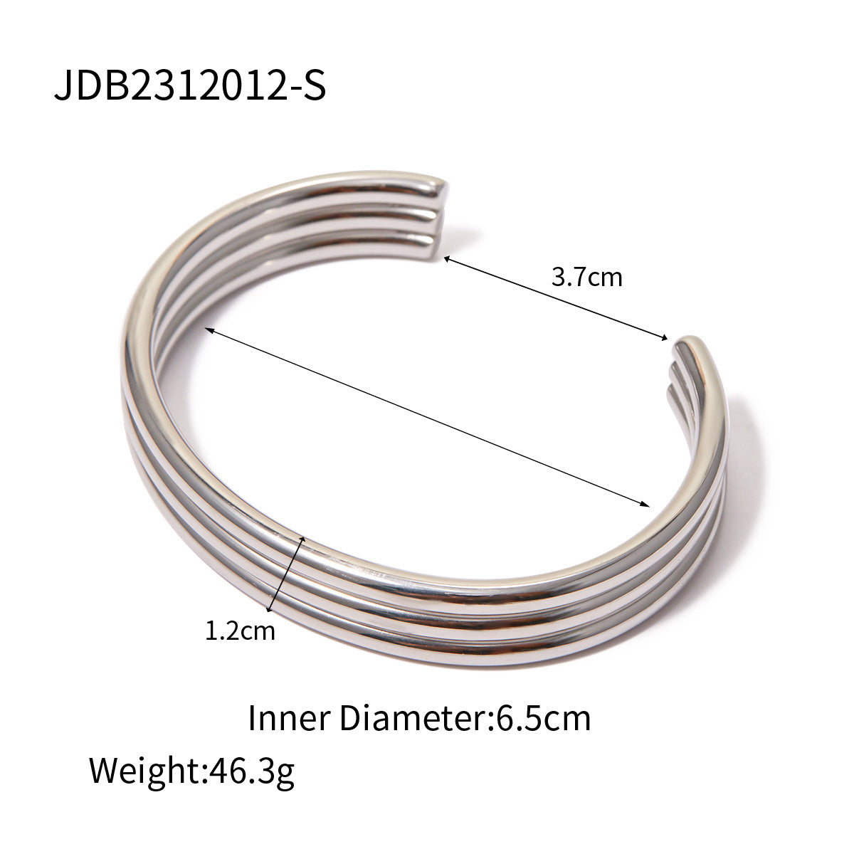 5pcs Light Luxury Titanium Steel 18K Gold Three-Layer Ribbed Open Bracelet Fashion Accessories