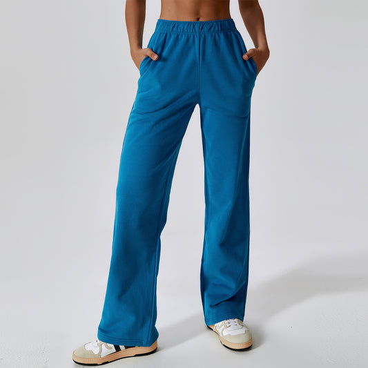 Waist Plus Velvet Warm Loose Sports Pants Straight Leg Wide Leg Pants Outdoor Leisure Sports Sweatpants Female