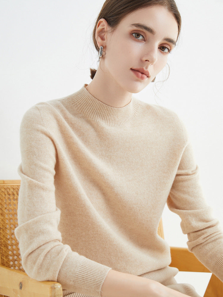 100 Pure Wool Knitwear Women's V-Neck Pullover Loose Base Shirt Autumn And Winter New Solid Color Sweater