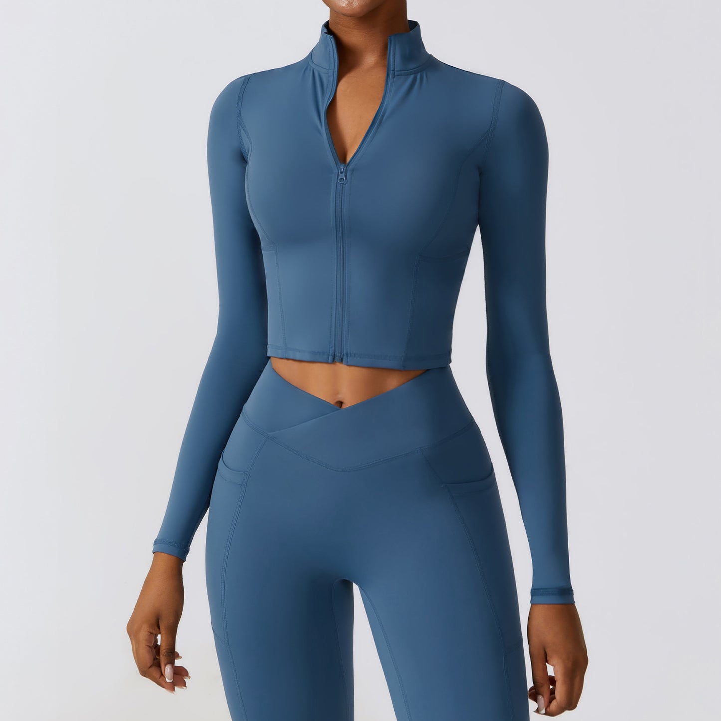 Winter Quick Dry Long Sleeve Yoga Suit Coat Zipper Running Coat Tight Naked Fitness Suit