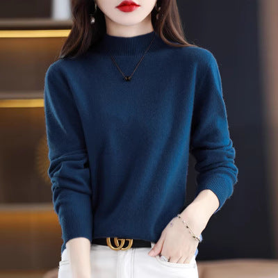 100 Pure Wool Knitwear Women's V-Neck Pullover Loose Base Shirt Autumn And Winter New Solid Color Sweater