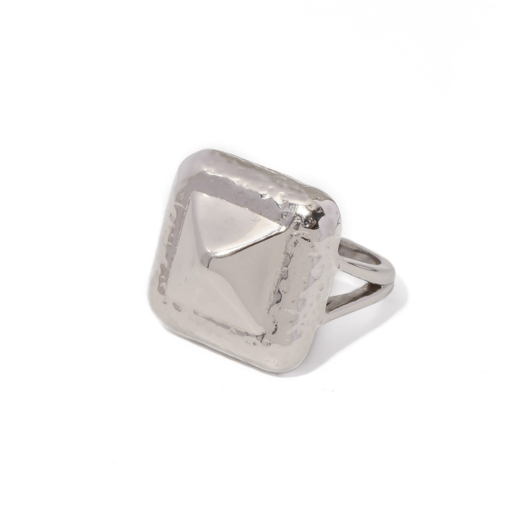 5pcs 18K Gold Stainless Steel Large Exaggerated Riveted Ring Women's Accessories