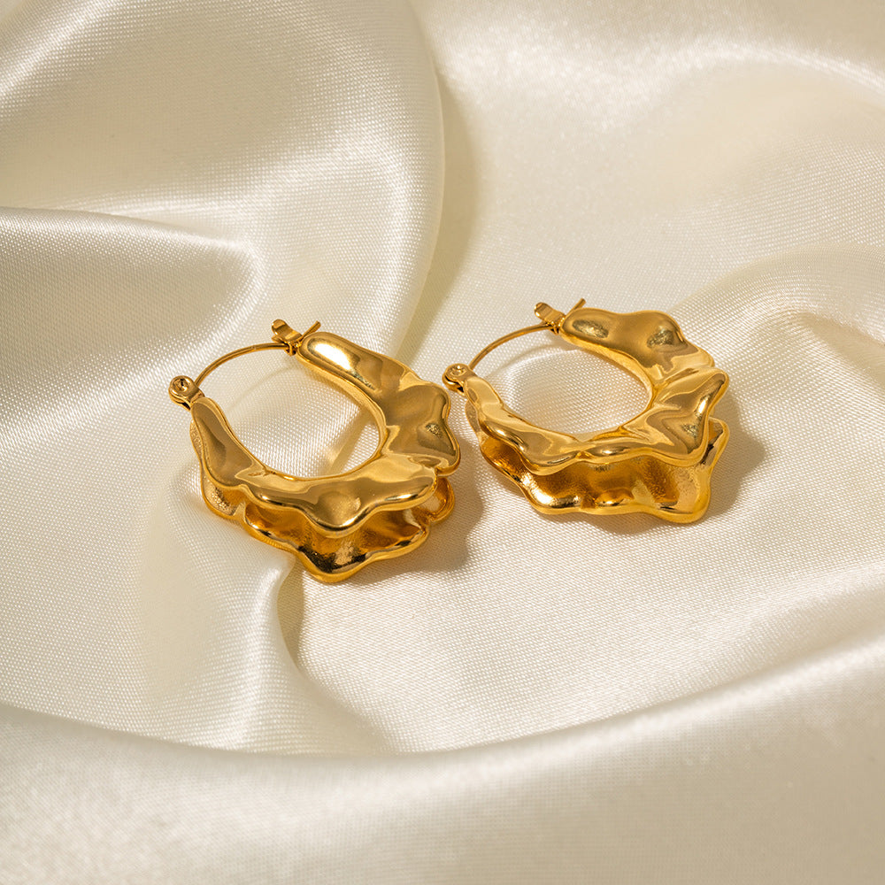 5pcs Premium Earrings 18K Gold-Plated Stainless Steel Skirt Hoop Earrings