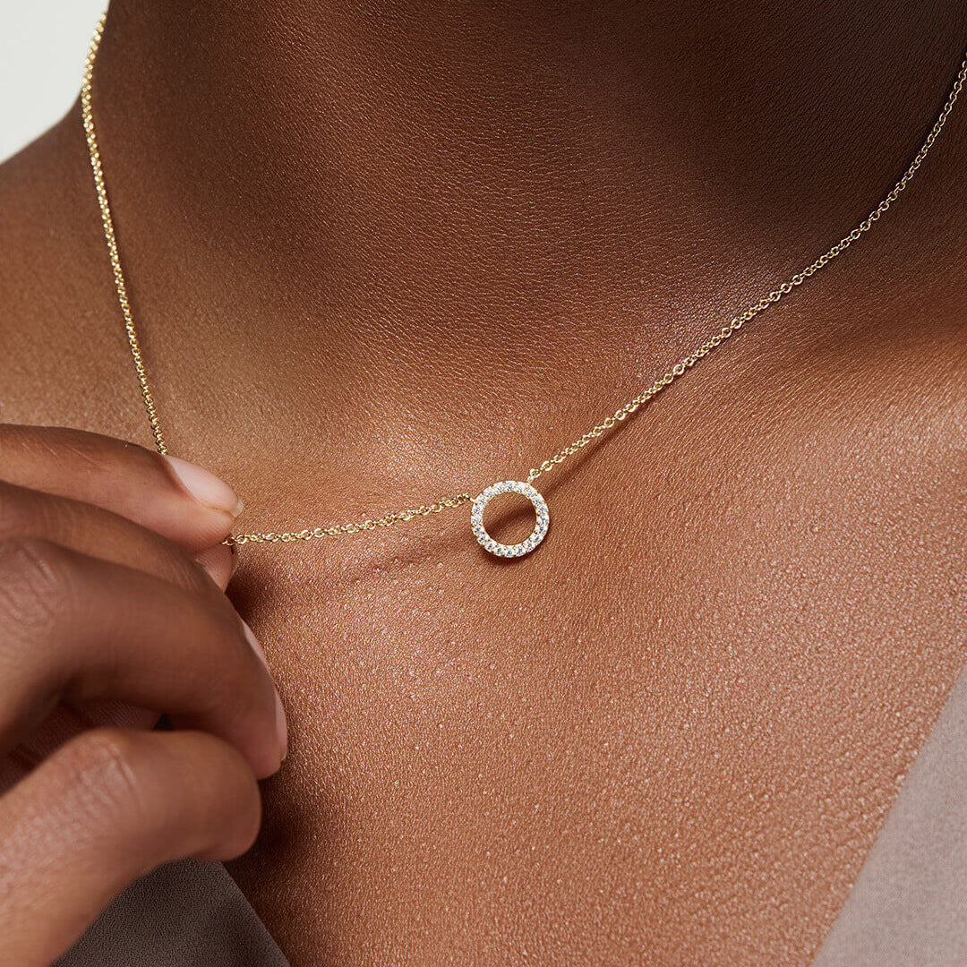 5pcs Hollow Geometry Disc Heart Necklace Jewelry Gold Stainless Steel Collar Cubic Zirconia Pendant Necklace For Women