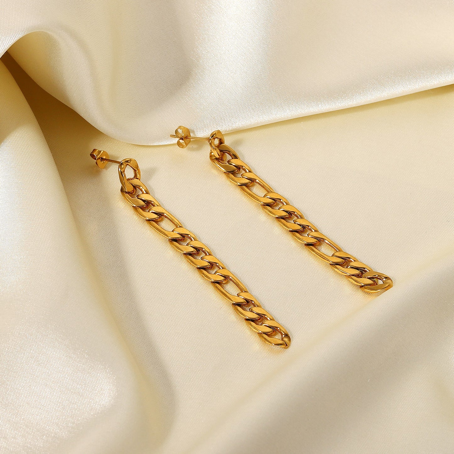 5pcs Gold Ear Chain Earrings Niche High-Grade Sense Does Not Fade Titanium Steel Gold-Plated Ear Chain Earrings Yiwu