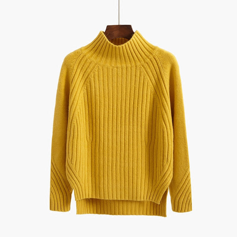 Half Turtleneck Sweater For Women Before Autumn And Winter Short After Long Swing Fork Thickened Loose Knit Bottom Coat
