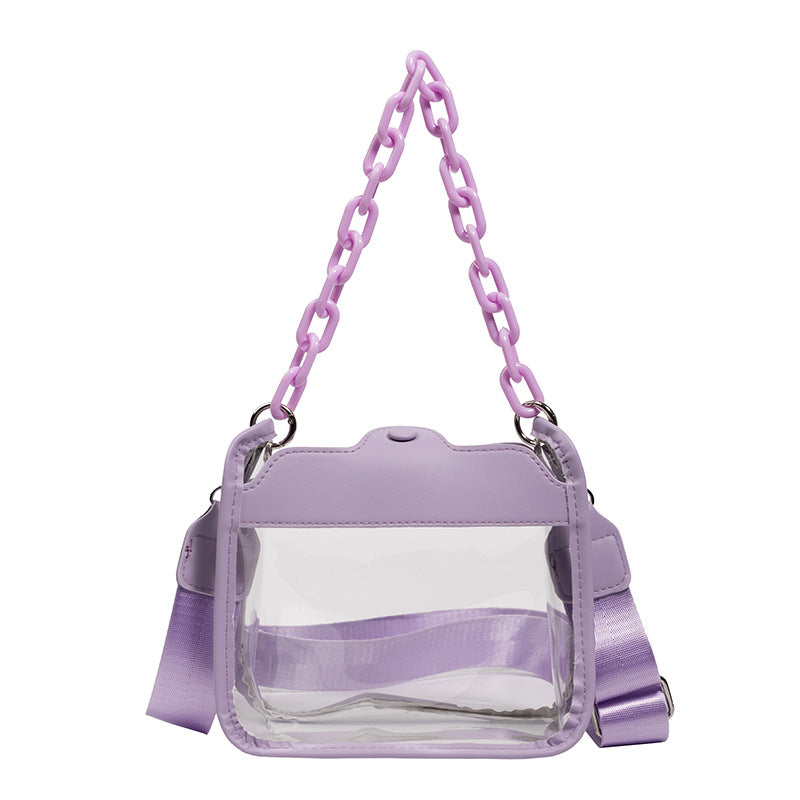 Niche Transparent Fresh Pvc Jelly Bag Female Fashion Texture Single Shoulder Chain Hand Crossbody Bag