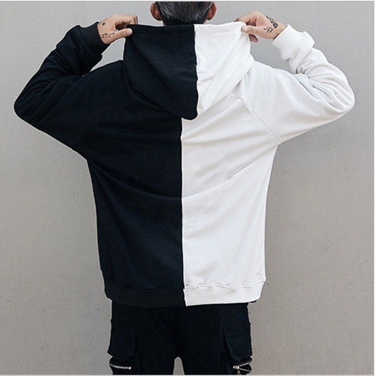 Men's Casual Fashion Color Matching Smiley Hoodie Long Sleeve Sports Hooded Top Men's Wear