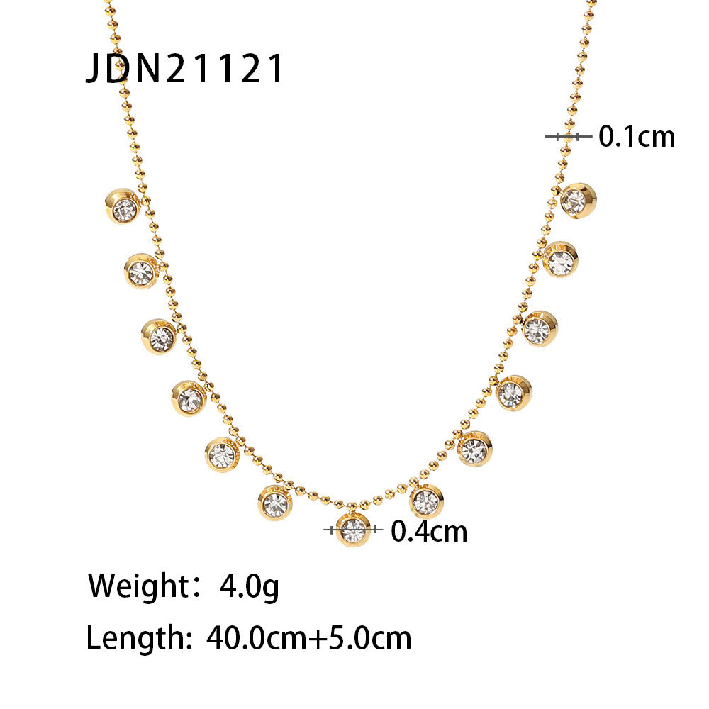 5pcs New Diamond Fringe Choker Fashion All-Match Titanium Steel Necklace White Zircon Stainless Steel Choker Women