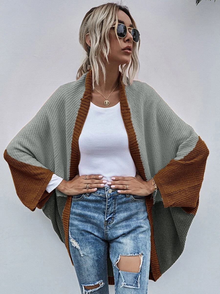 Color Cape Autumn And Winter New Color Knitting Cardigan Sweater Coat