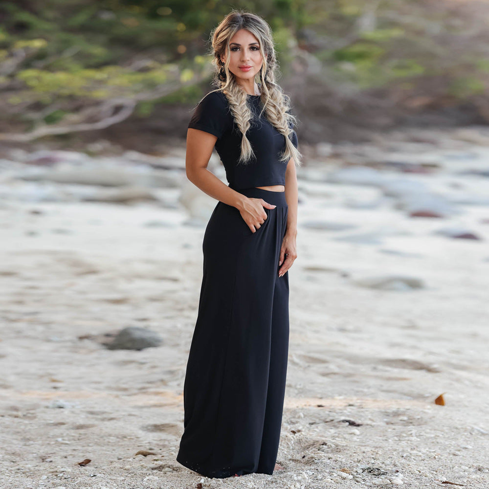 Fashion Leisure Suit Spring/Summer New Short-Sleeved T-Shirt + Trousers Two-Piece Set Plus-Size Women's Wear