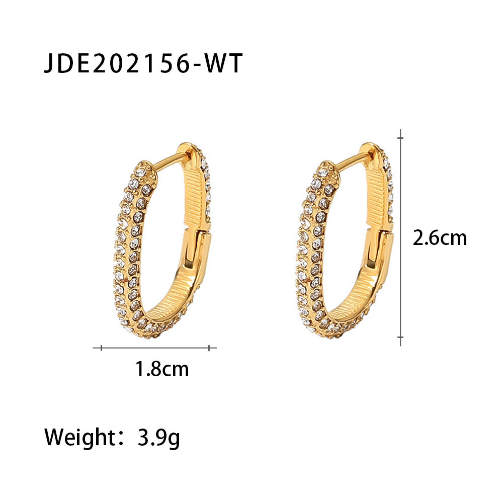 5pcs New Fashion Women's Earrings 18K Gold-Plated Stainless Steel Jewelry Geometric Zircon Women's Earrings