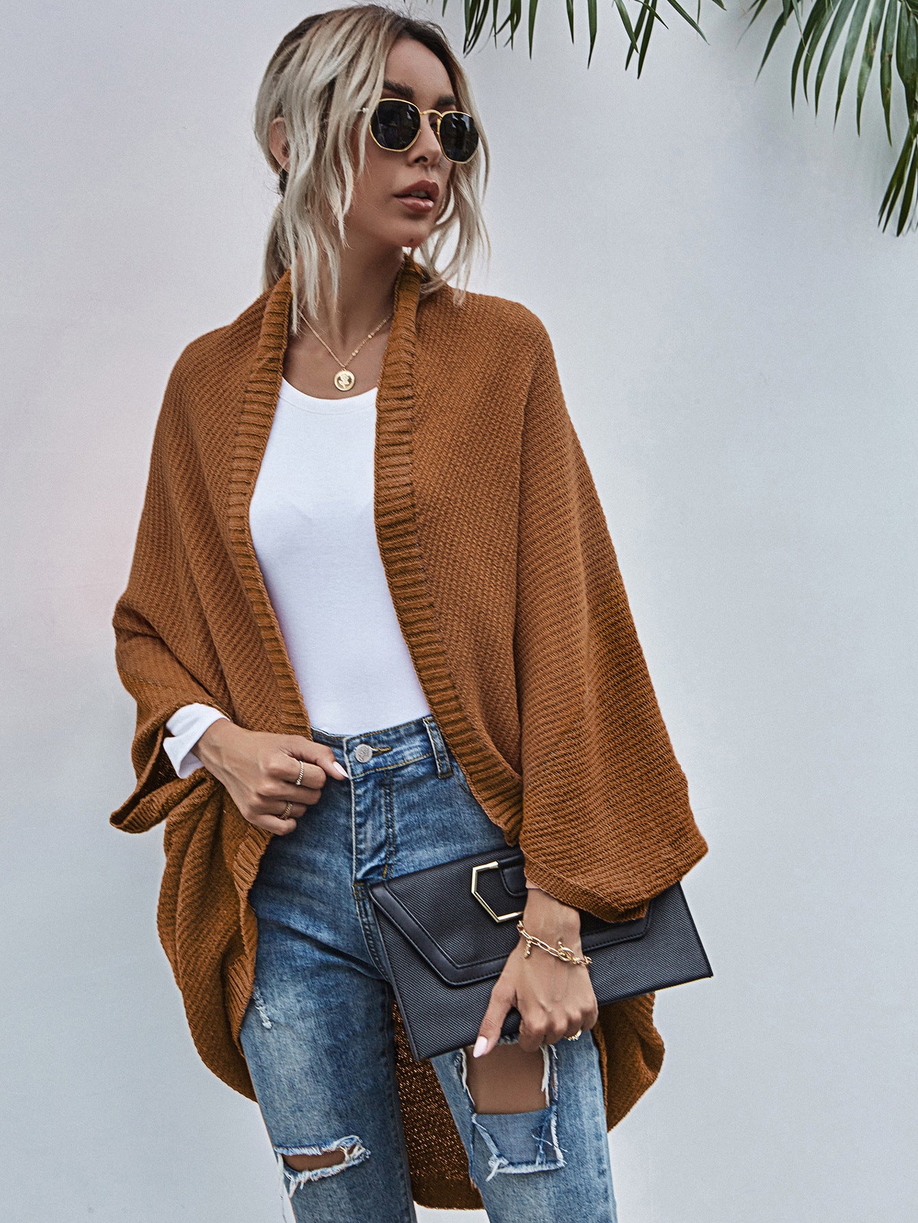 Color Cape Autumn And Winter New Color Knitting Cardigan Sweater Coat