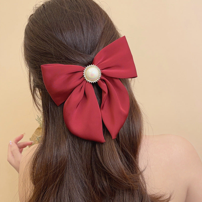 New Velvet Big Bow Hair Clip Back Head Hair Accessories Toasting Female Autumn
