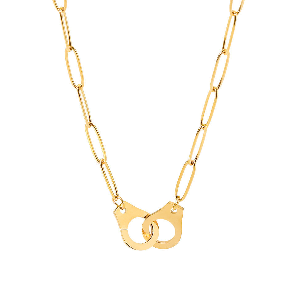 5pcs Titanium Steel Necklace 18K Gold Plated Paper Clip Chain Titanium Stainless Steel Hip Hop Necklace Everything Accessories Women