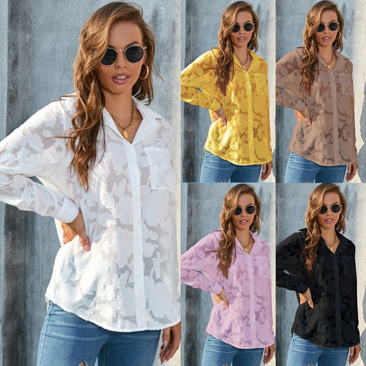 Large Size Women's Loose Casual Chiffon Shirt Shirt Color At Least