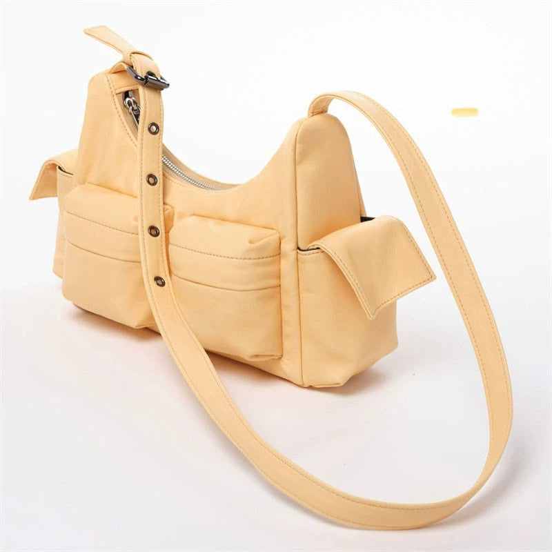 Straddle Bag Female Niche Design New Fashion Retro Pu Female Bag Single Shoulder Oblique Straddle Tote Bag