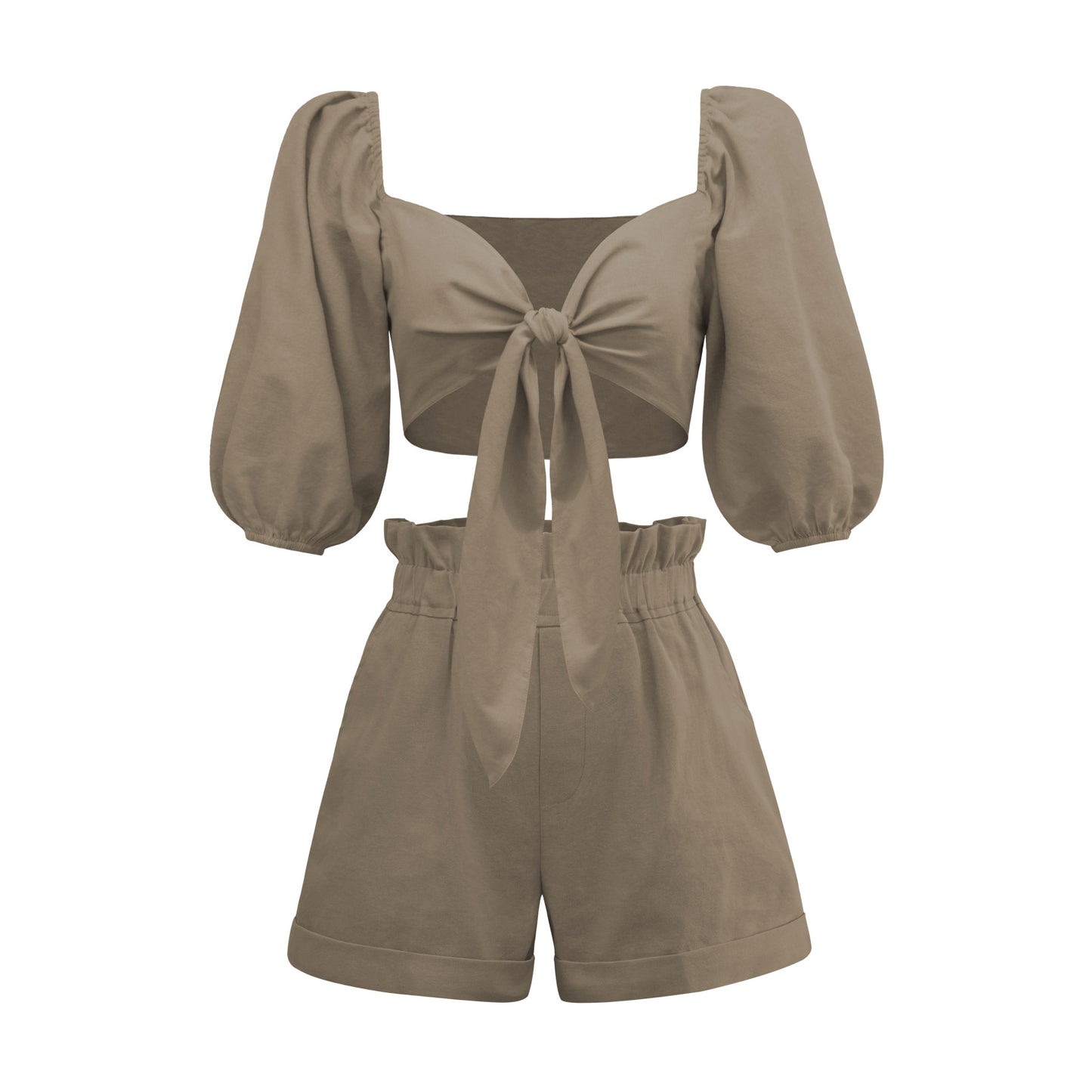 New Sexy Two-Piece Women's High-Waisted Shorts Cardigan Spice Girl Top Fashion Casual Suit