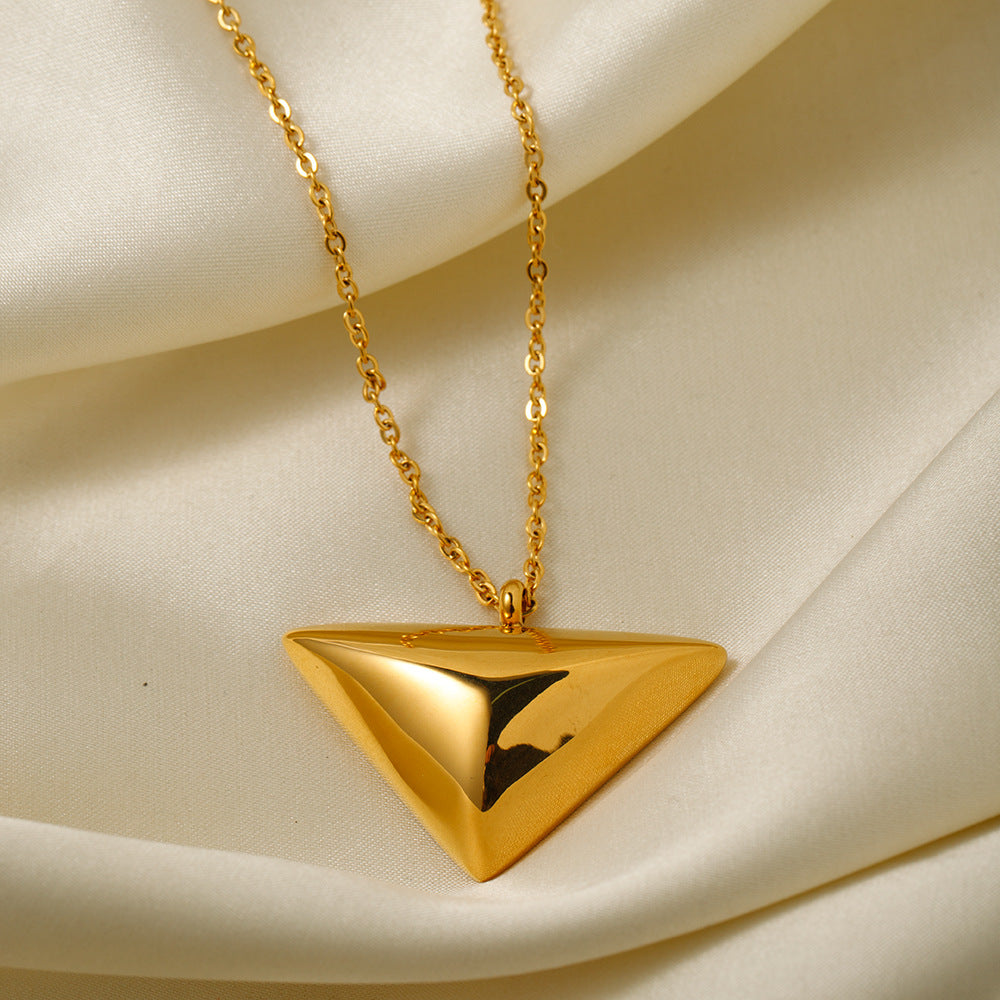 5pcs 18K Gold Stainless Steel Triangle Pendant Necklace Jewelry Simple Design Jewelry