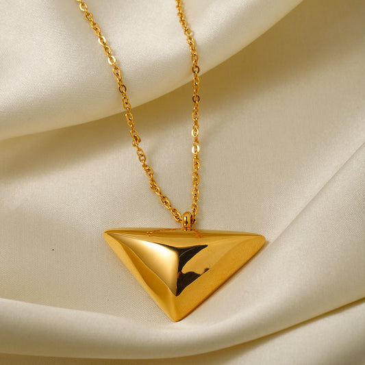 5pcs 18K Gold Stainless Steel Triangle Pendant Necklace Jewelry Simple Design Jewelry