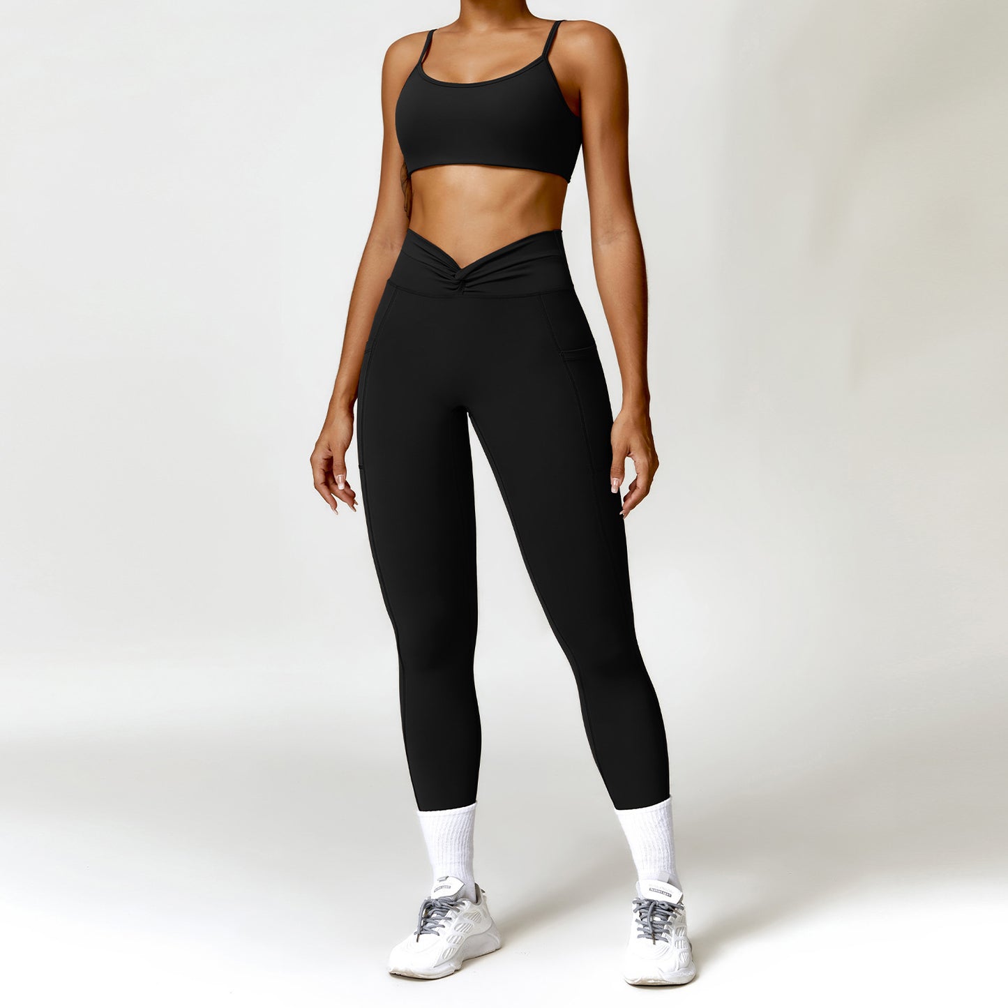Naked Tight Yoga Set Quick Dry Back Fitness Wear Outdoor Running Sports Set Female