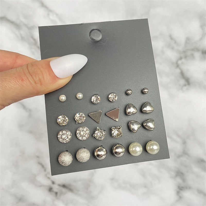 5 Sets New Retro Style Geometric Earrings 6 pairs Set Female Niche High-Grade Metal Stud Jewelry Set