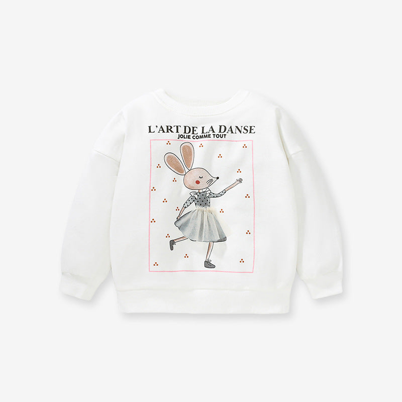 Autumn And Winter Long-Sleeved Girls' Hoodie Printed Pure Cotton Top Fleece Children's Hoodie