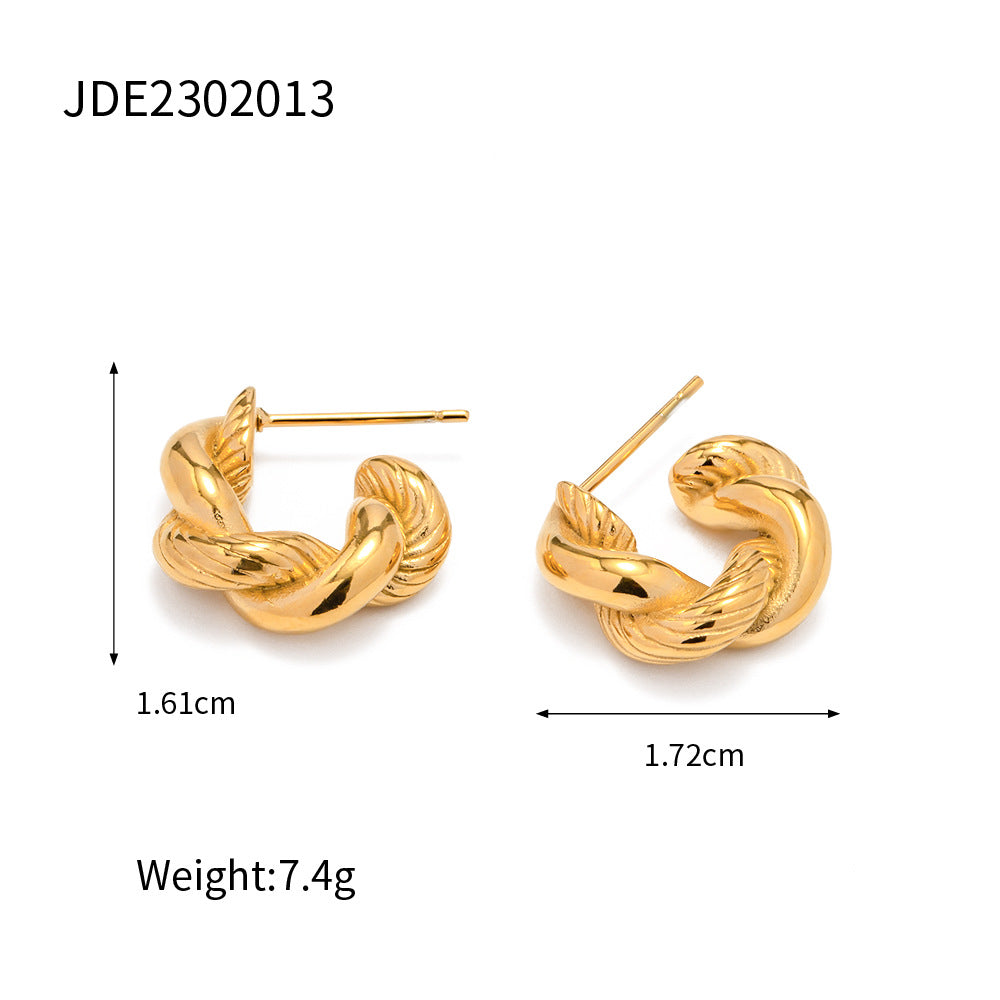 5pcs Fashion Style Classic 18K Stainless Steel Twist Earrings All Matching Earrings