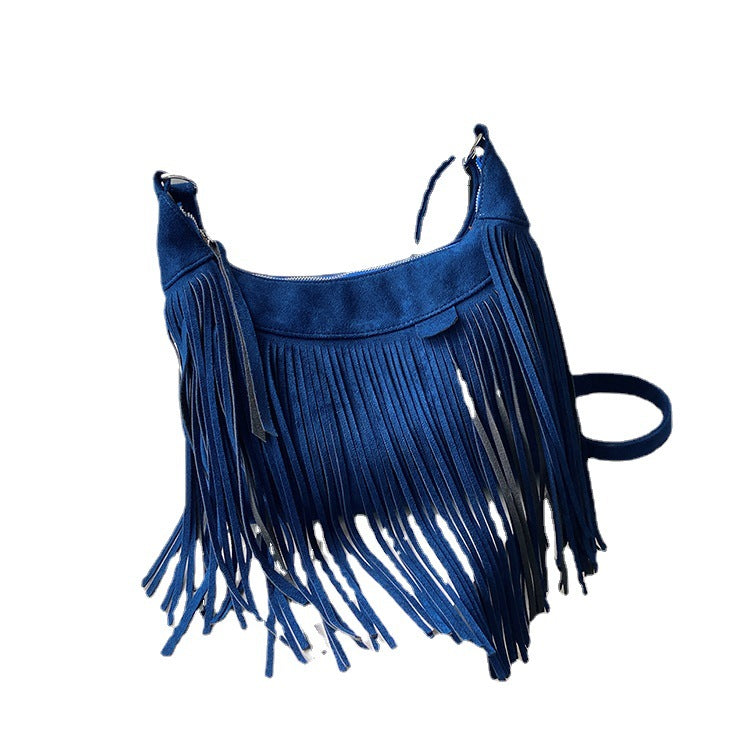 High Appearance Level Bag Female New Version Retro Fashion Single Shoulder Crossbody Bag Texture Hand-Tassel Bag