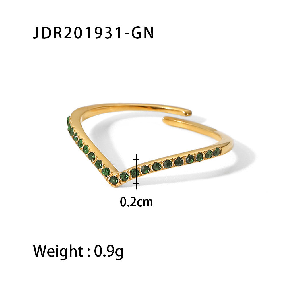 5pcs Fine Style Titanium Steel Ring 18K Gold Stainless Steel Inlaid Zircon Ring Fashion Hand Jewelry Women