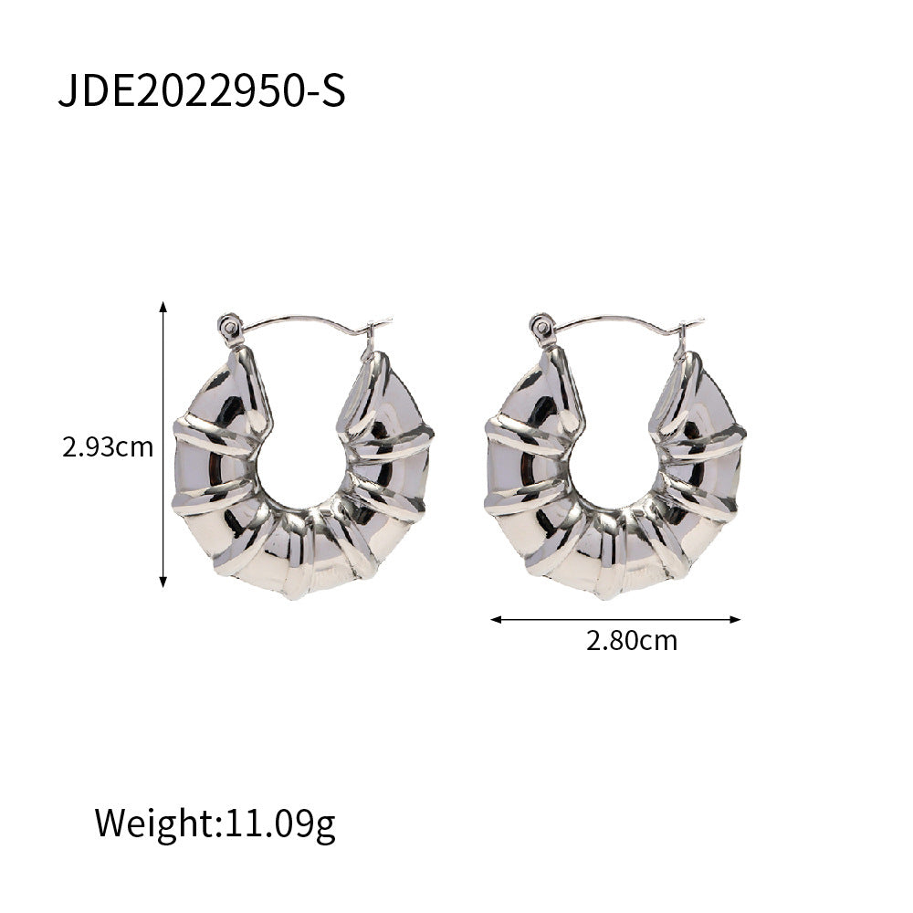 5pcs New Titanium Steel Earrings Women Fashion All-Match Stainless Steel Wrapped Loop Retro Hollow Earrings Earrings