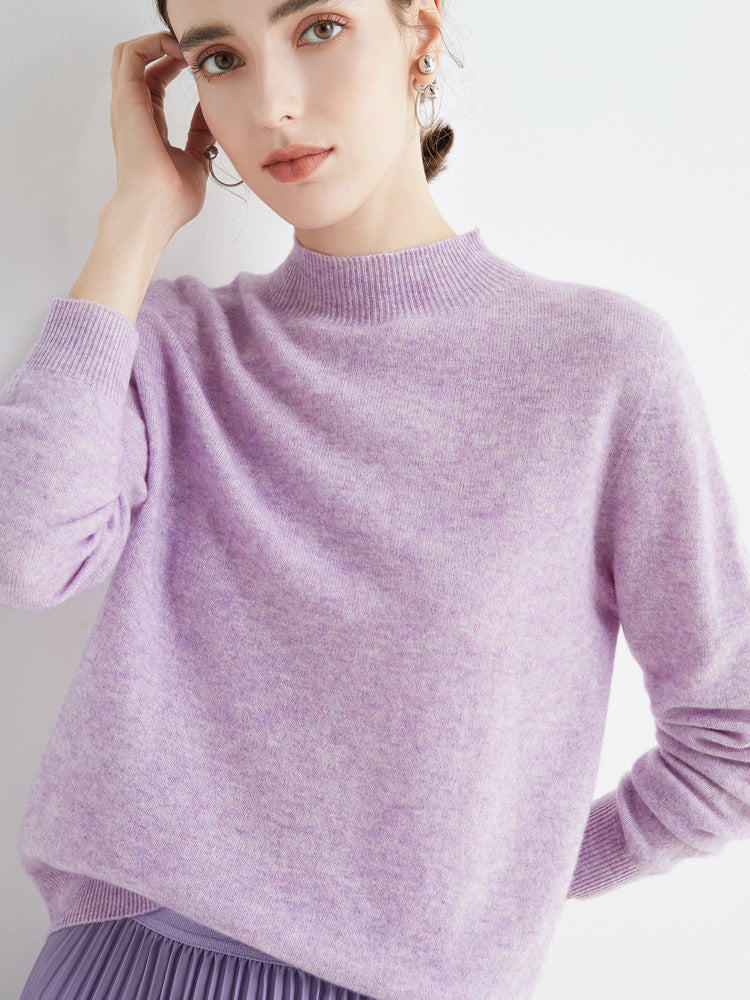 100 Pure Wool Knitwear Women's V-Neck Pullover Loose Base Shirt Autumn And Winter New Solid Color Sweater
