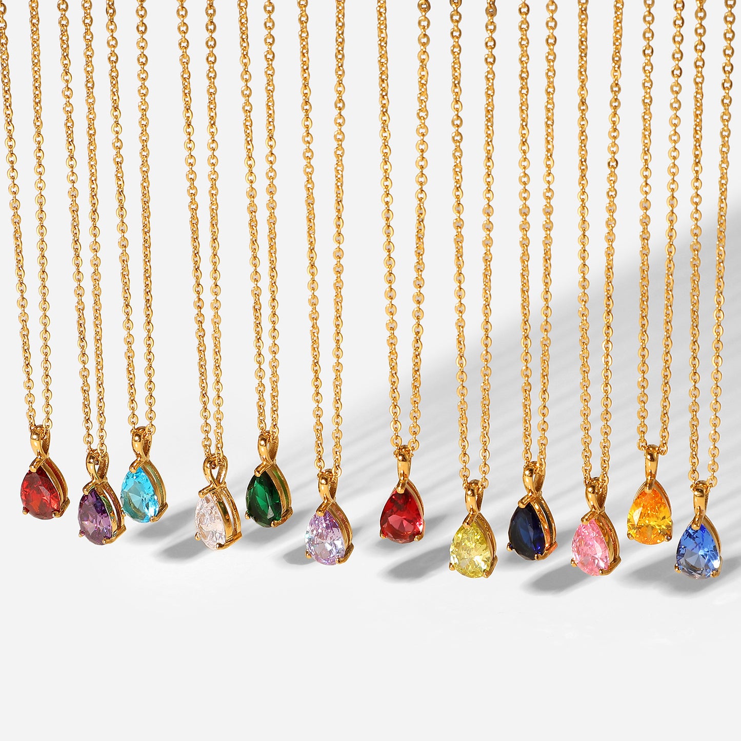 5pcs New Necklace 18K Gold Plated December Zircon Stainless Steel Pendant Necklace